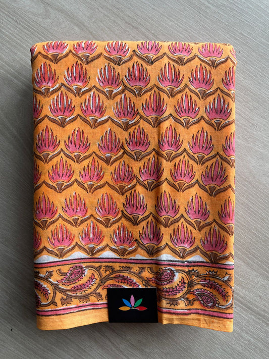 Handblock Printed Mul Cotton Saree-27245