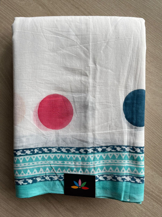 Handblock Printed Mul Cotton Saree-27246
