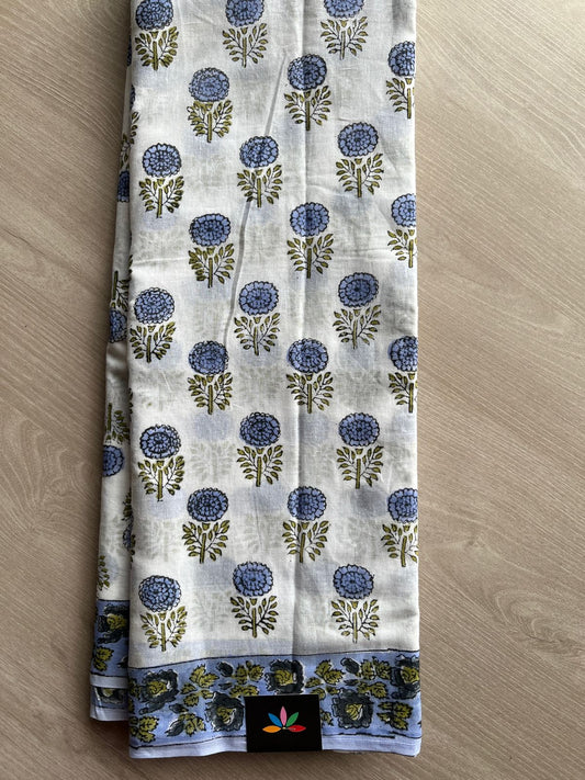 Handblock Printed Mul Cotton Saree-27247