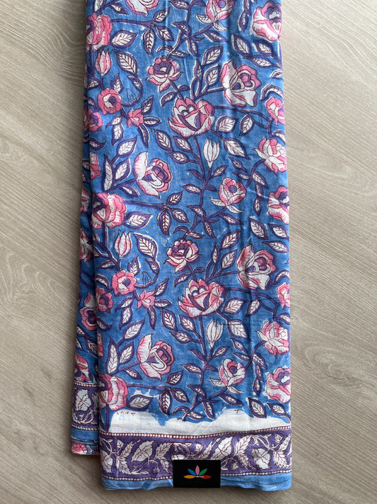 Handblock Printed Mul Cotton Saree-27248