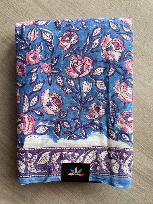 Handblock Printed Mul Cotton Saree-27248