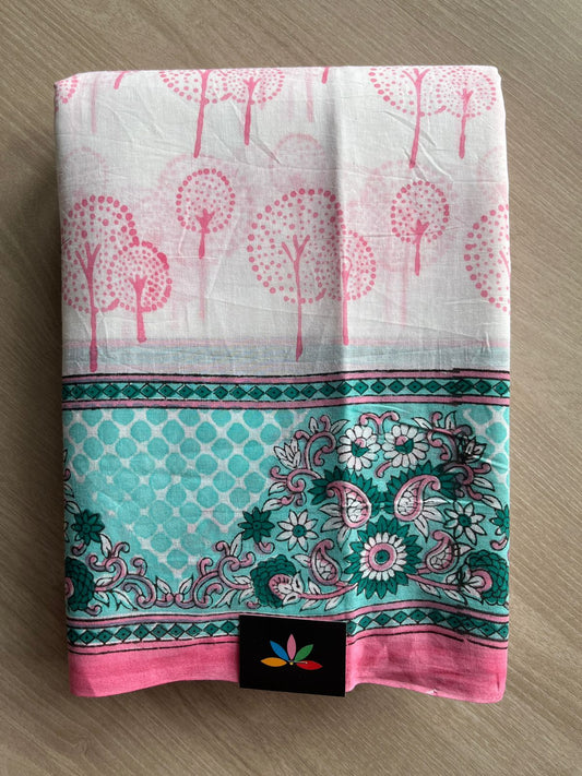 Handblock Printed Mul Cotton Saree-27249