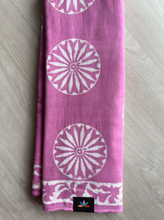 Handblock Printed Mul Cotton Saree-27250