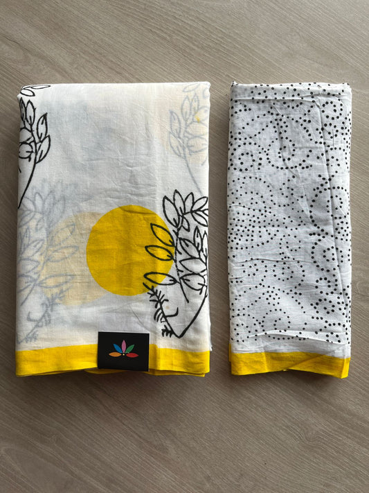 Handblock Printed Mul Cotton Saree-27251