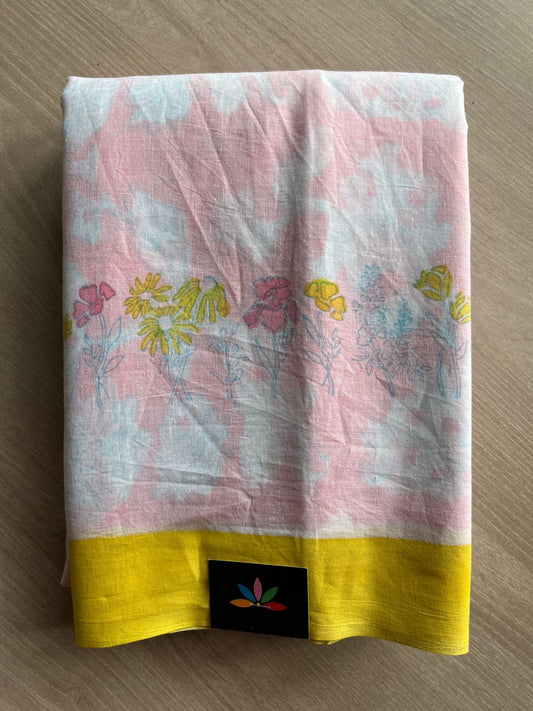 Partly Pallu Handblock Printed Mul Cotton Saree-27252