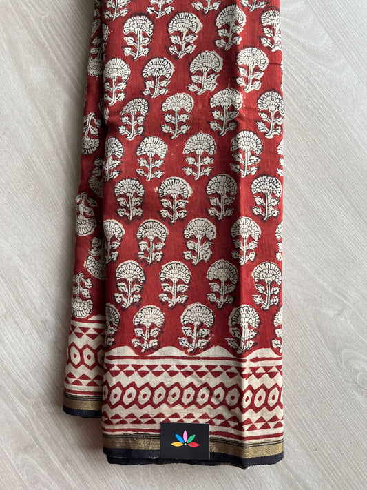 Handblock Printed Chanderi Cotton Silk Saree -27255