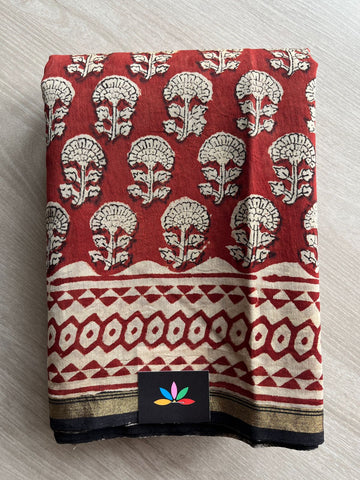 Handblock Printed Chanderi Cotton Silk Saree -27255