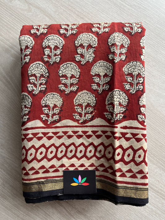 Handblock Printed Chanderi Cotton Silk Saree -27255