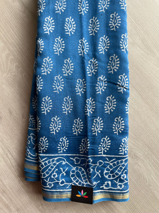 Handblock Printed Chanderi Cotton Silk Saree -27258