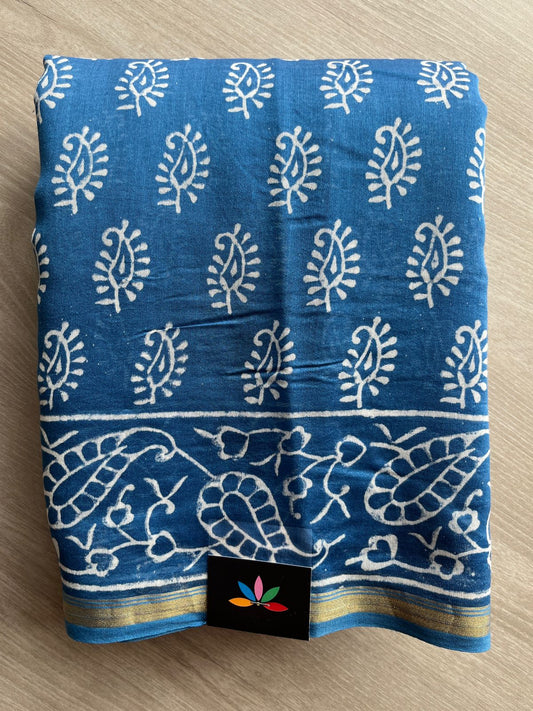 Handblock Printed Chanderi Cotton Silk Saree -27258