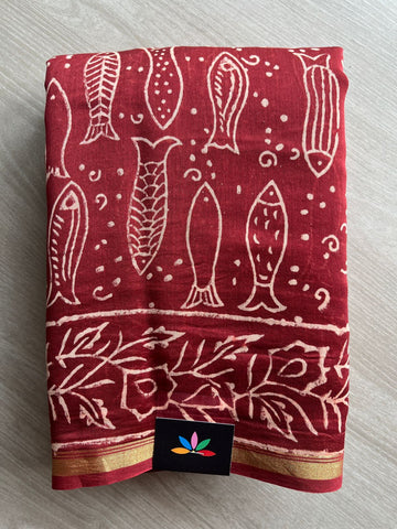 Handblock Printed Chanderi Cotton Silk Saree -27259