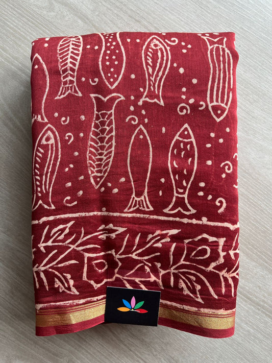 Handblock Printed Chanderi Cotton Silk Saree -27259