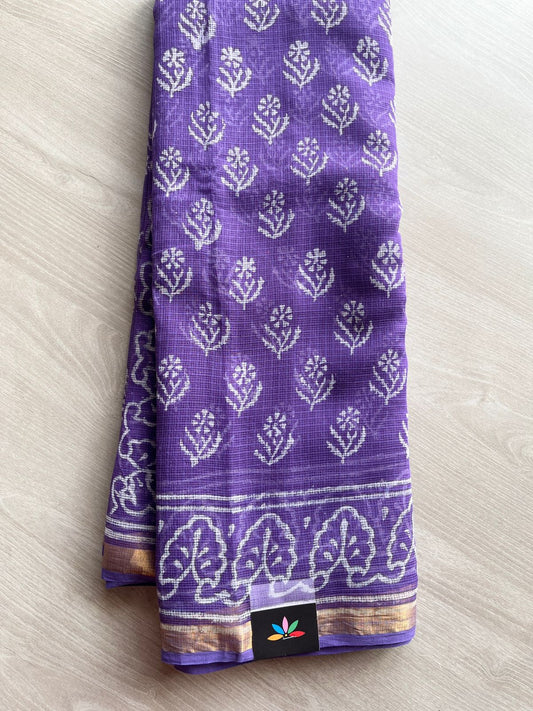 Handblock Printed Kota Doria Saree -27261