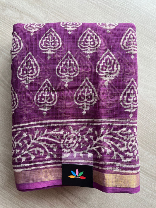 Handblock Printed Kota Doria Saree -27263