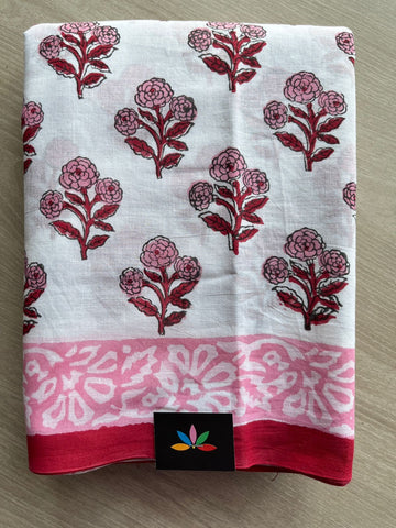 Handblock Printed Mul Cotton Saree - 32359_32360