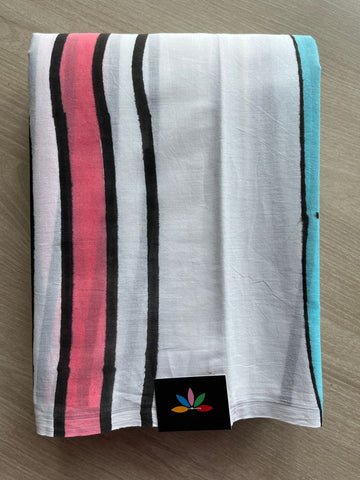 Handblock Printed Mul Cotton Saree - 32353_32354