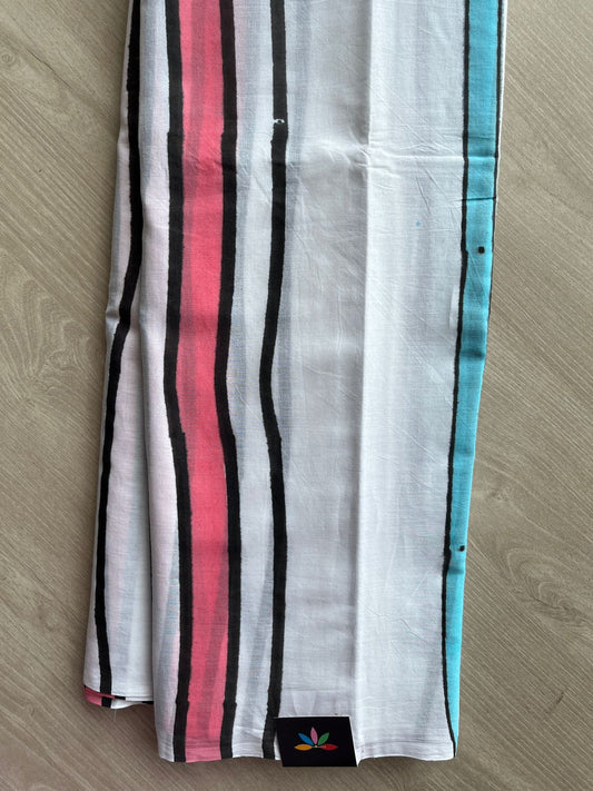 Handblock Printed Mul Cotton Saree - 32353_32354