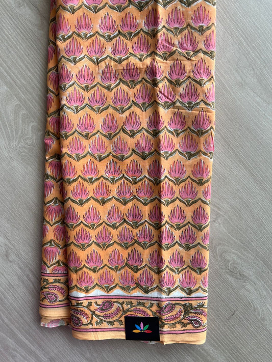 Handblock Printed Mul Cotton Saree - 30303 -30304