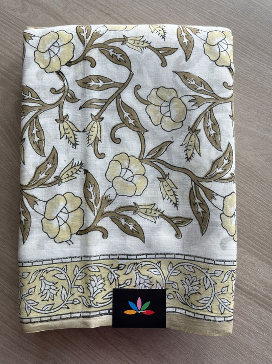 Handblock Printed Mul Cotton Saree - 30309 -30310