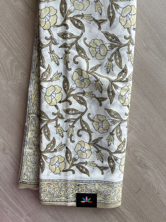 Handblock Printed Mul Cotton Saree - 30309 -30310