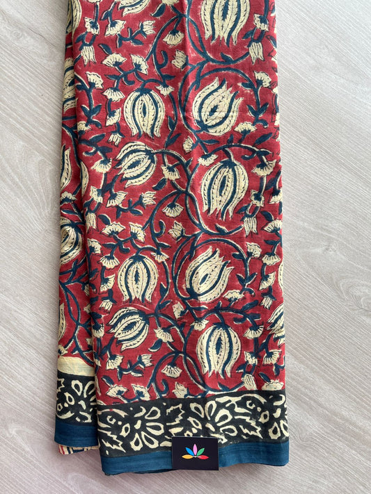 Handblock Printed Mul Cotton Saree - 30317 -30318