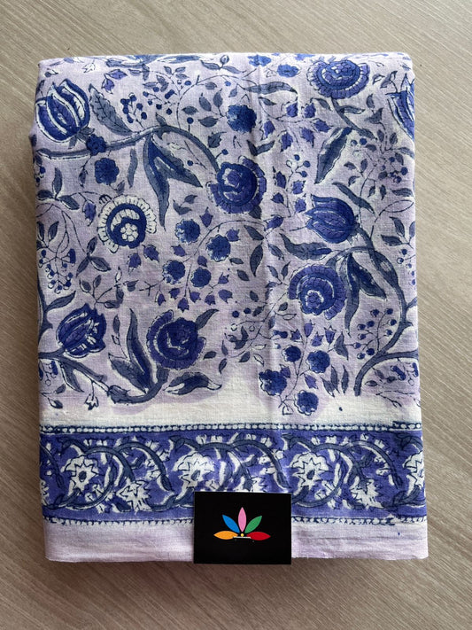 Handblock Printed Mul Cotton Saree - 30319 -30320