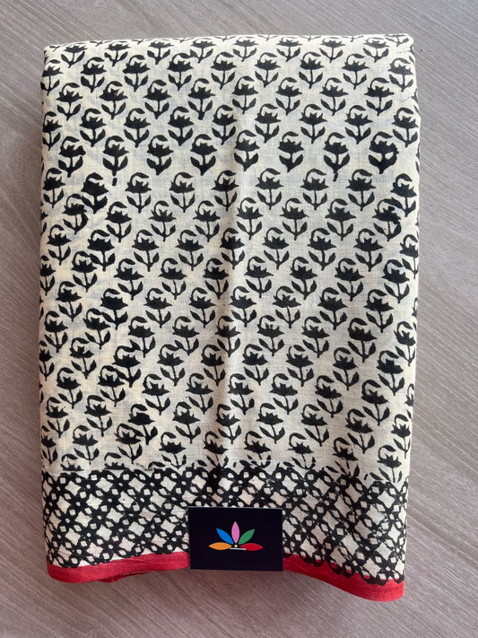 Handblock Printed Mul Cotton Saree - 30325 -30326