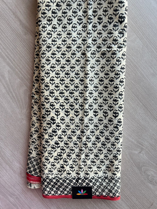 Handblock Printed Mul Cotton Saree - 30325 -30326