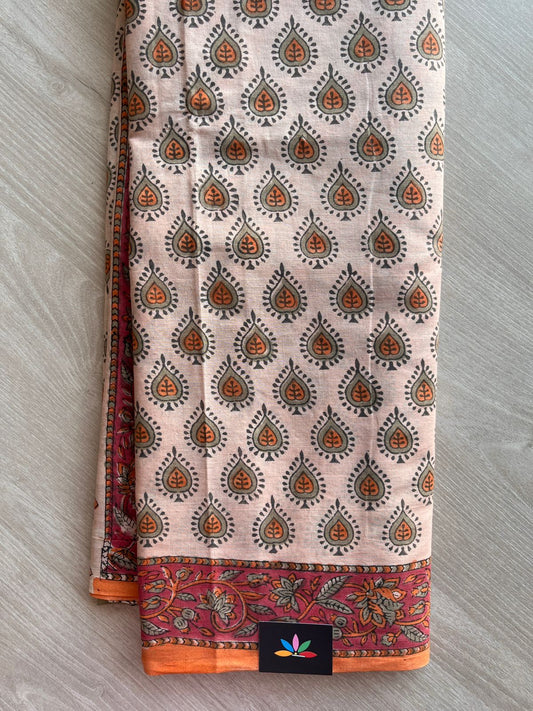 Handblock Printed Mul Cotton Saree - 30329-30330