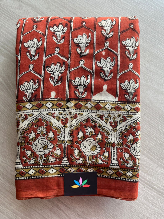 Handblock Printed Mul Cotton Saree - 30333-30334