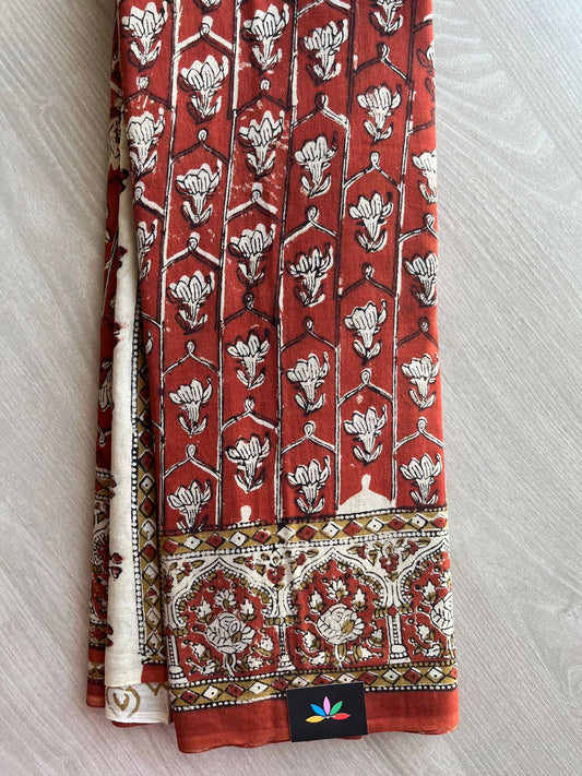 Handblock Printed Mul Cotton Saree - 30333-30334
