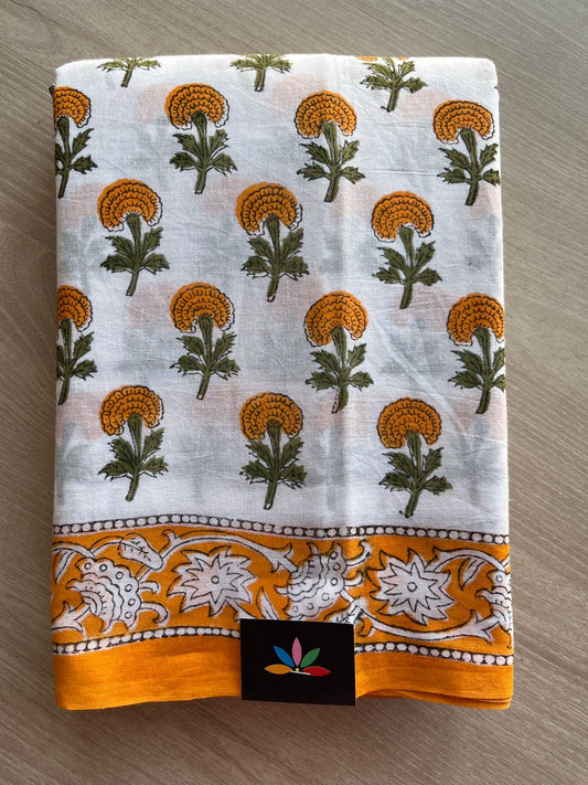 Handblock Printed Mul Cotton Saree - 30335-30336