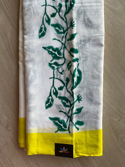 Handblock Printed Mul Cotton Saree - 30346
