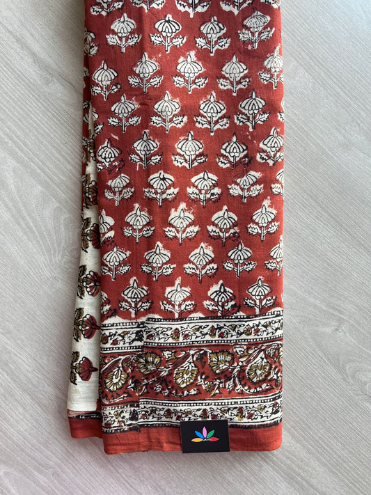 Handblock Printed Mul Cotton Saree - 30353