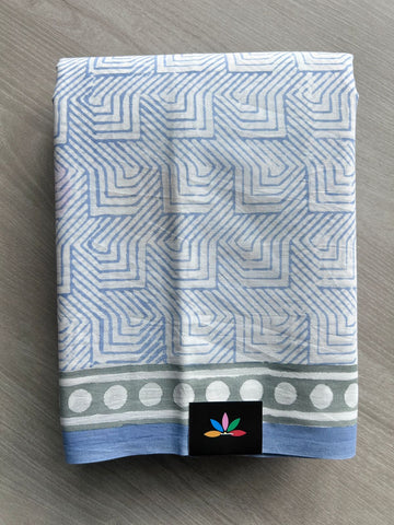 Handblock Printed Mul Cotton Saree - 32361_32362
