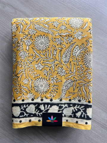 Handblock Printed Mul Cotton Saree - 32369_32370