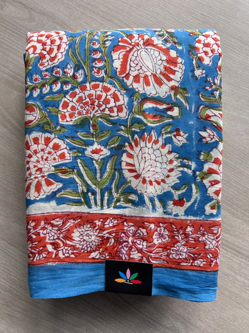 Handblock Printed Mul Cotton Saree - 32371_32372