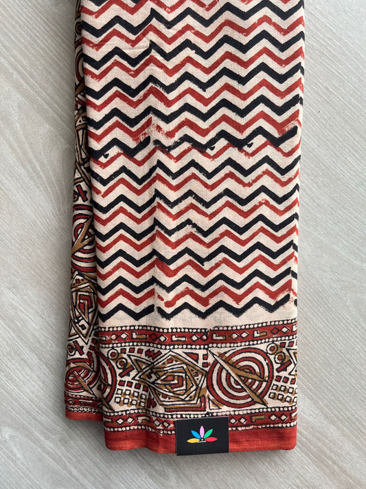 Bisque Shade Handblock Printed Mul Cotton Saree - 32379