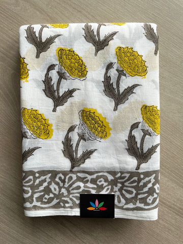 Handblock Printed Mul Cotton Saree - 32380