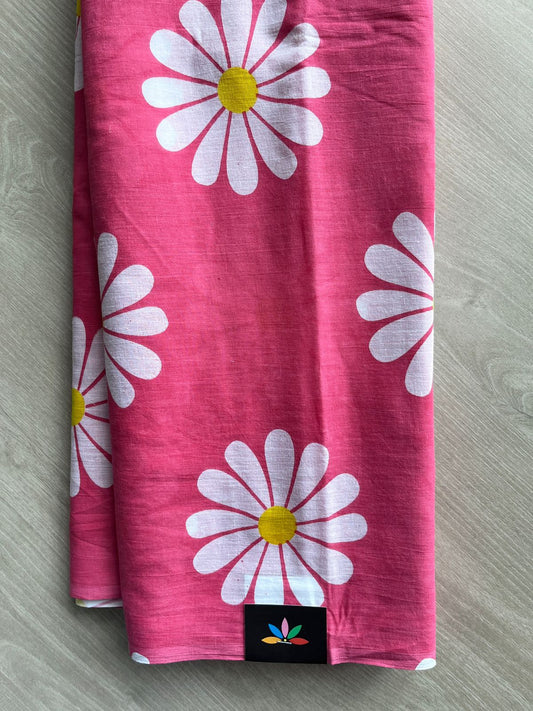 French Fuchsia Quirky Printed Mul Cotton Saree - 32390_32394