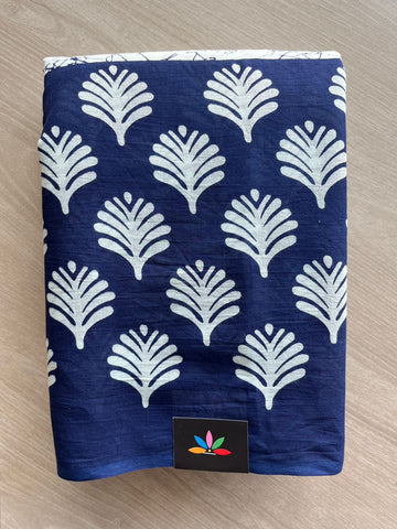 Off-White & Blue Zodiac Designer Screen Printed Mul Cotton Saree - 32460_32461