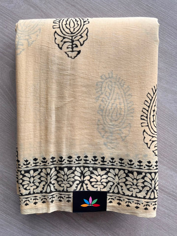 Handblock Printed Mul Cotton Saree - 34384