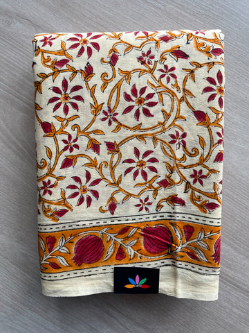Handblock Printed Mul Cotton Saree - 34389-34390
