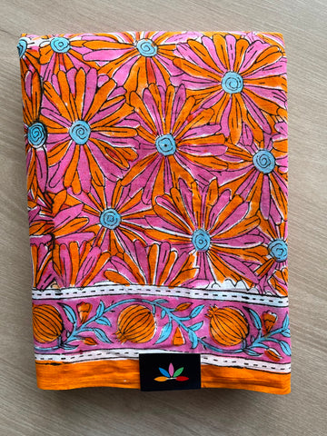 Handblock Printed Mul Cotton Saree - 34391-34392