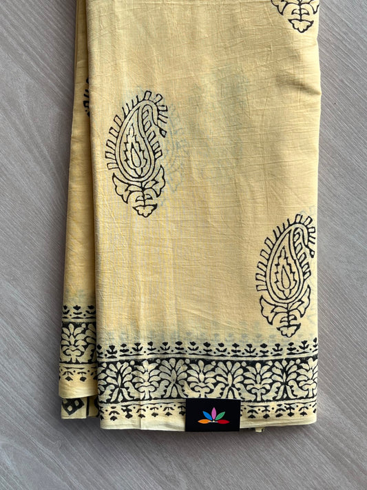 Handblock Printed Mul Cotton Saree - 34399-34401
