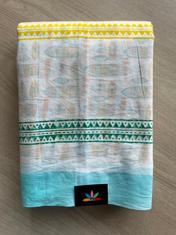 Handblock Printed Mul Cotton Saree - 34402