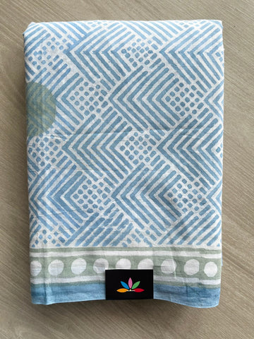 Handblock Printed Mul Cotton Saree - 34403