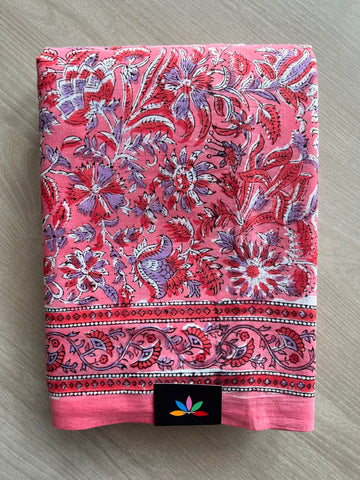 Handblock Printed Mul Cotton Saree - 34404