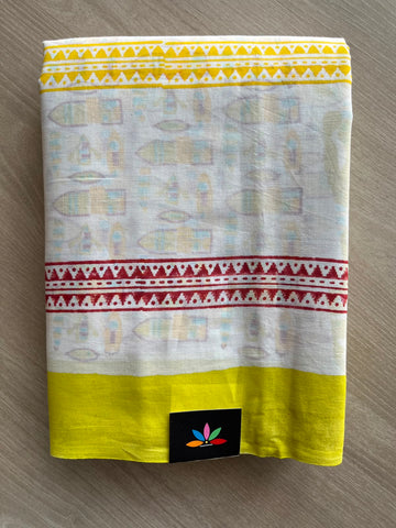 Handblock Printed Mul Cotton Saree - 34405