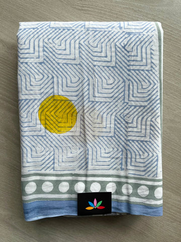 Handblock Printed Mul Cotton Saree - 34439